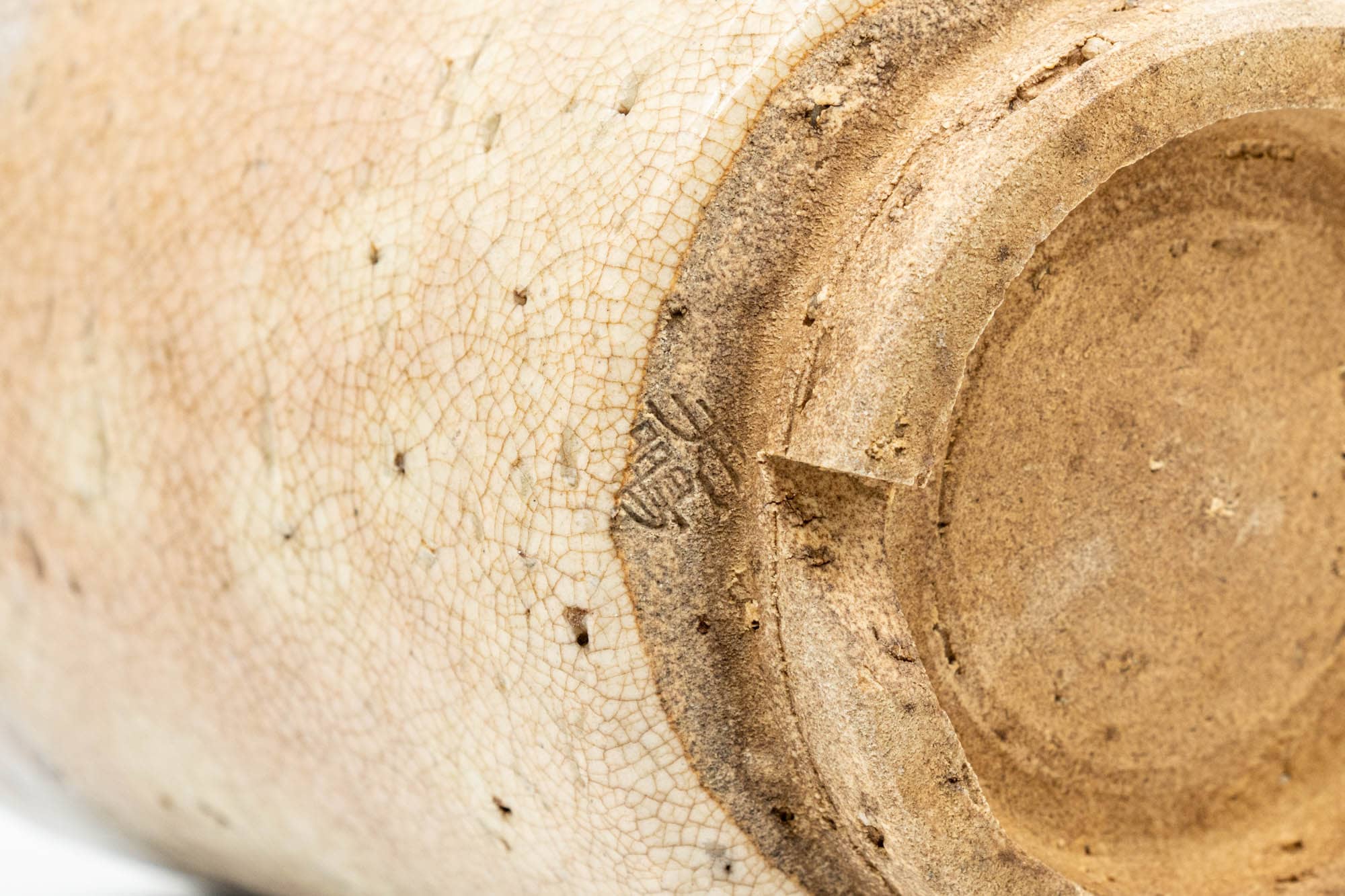 Japanese Teacup - Beige Drip-Glazed Gohonte Weathered Hagi-yaki Yunomi - 170ml