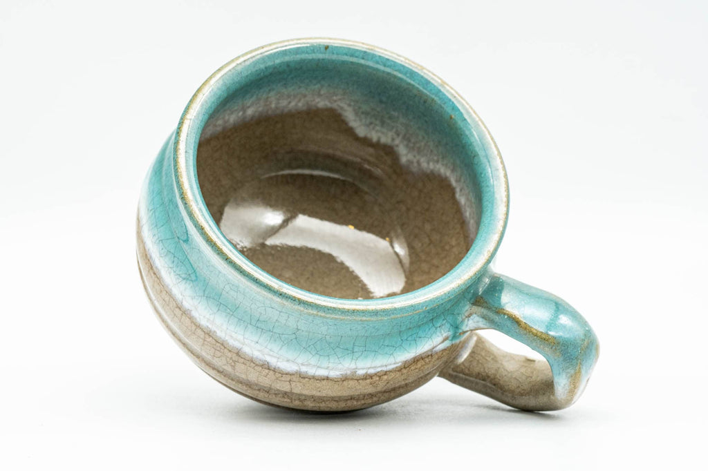 Japanese Teacup - Turquoise Agano-yaki Rear-Handled Ushirode Yunomi - 140ml