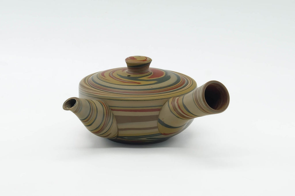 Japanese Kyusu - 白山 Hakusan - Yellow Green Red Nerikomi Tokoname Teapot - 165ml