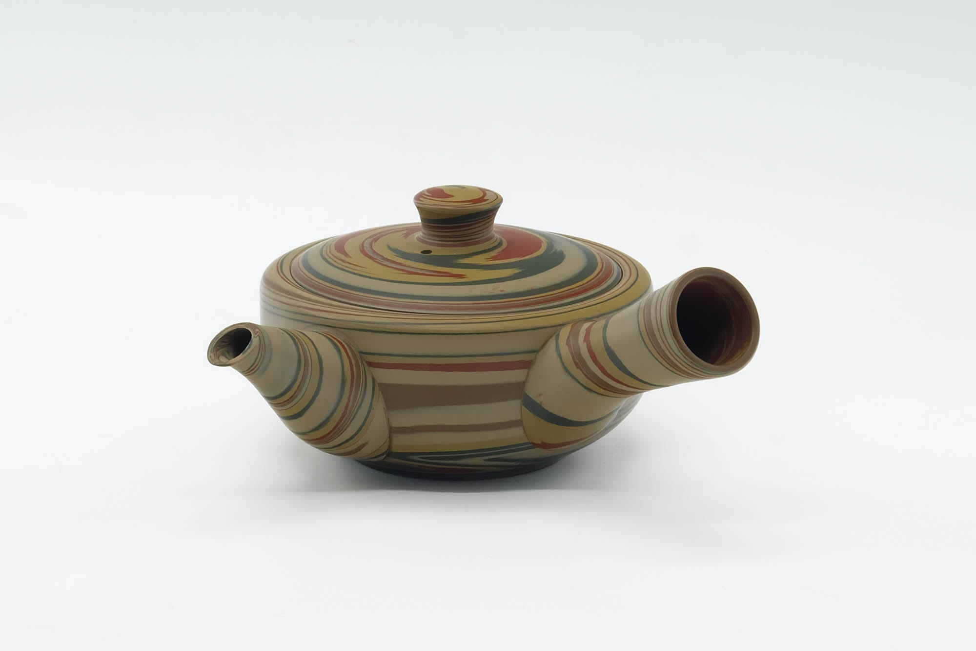 Japanese Kyusu - 白山 Hakusan - Yellow Green Red Nerikomi Tokoname Teapot - 165ml