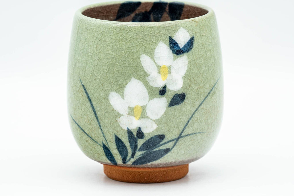 Japanese Teacup - Floral Green Celadon Yunomi - 160ml