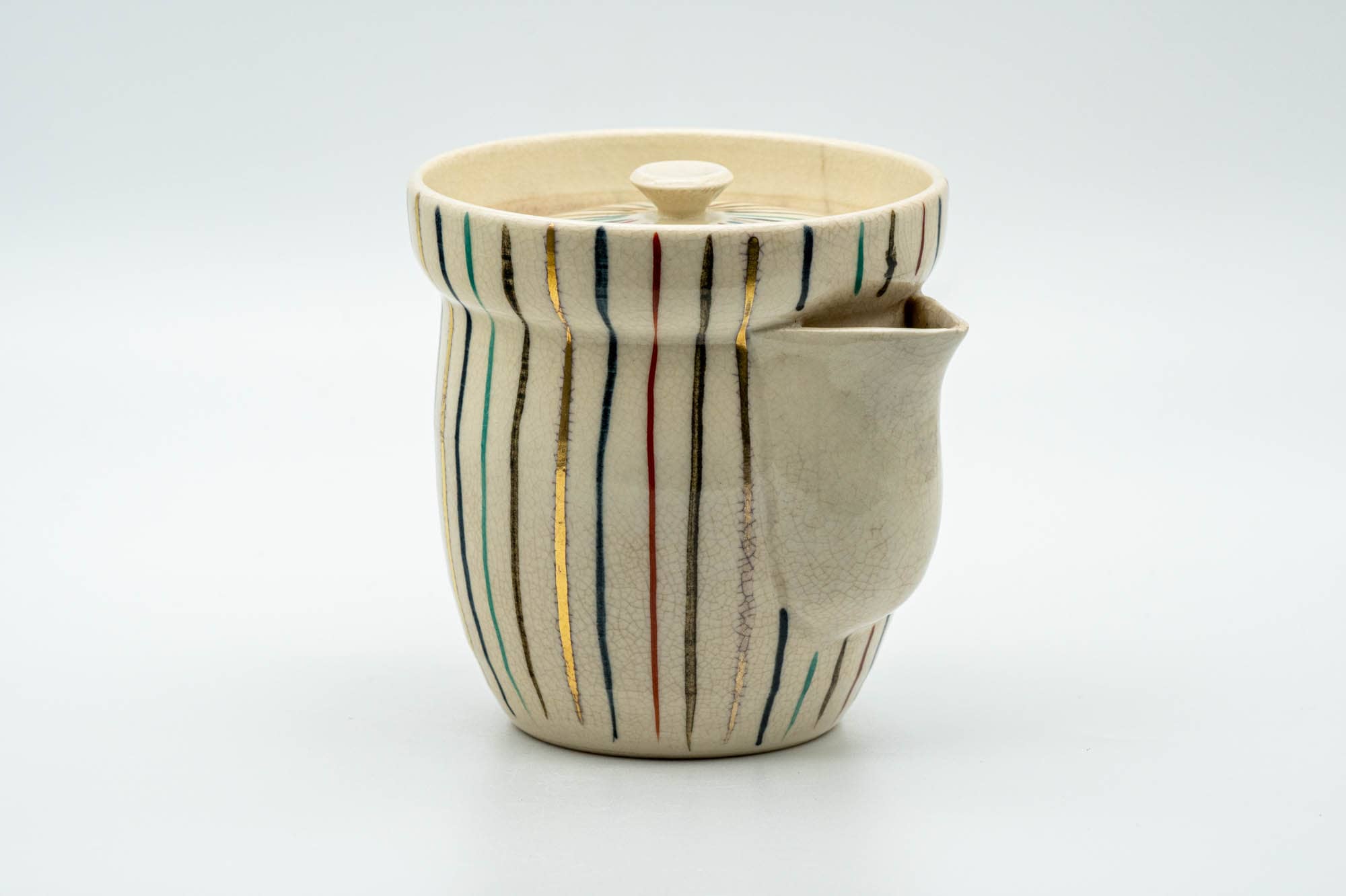 Japanese Houhin - Colorfully Striped Collared Do-ake Teapot - 250ml