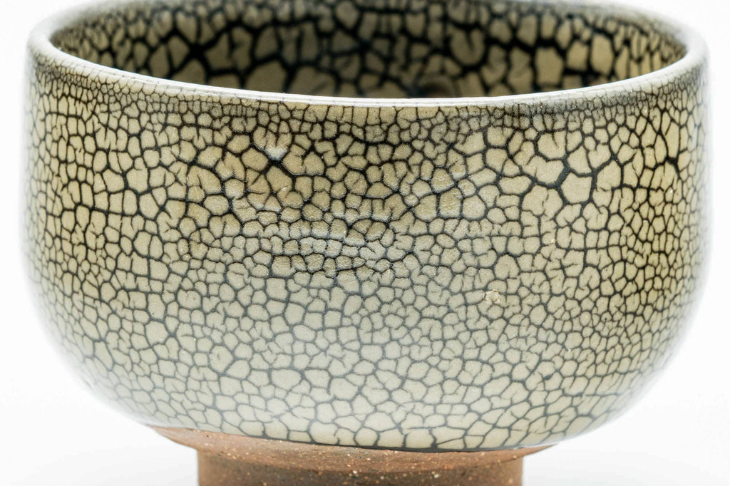 Japanese Matcha Bowl - Green Reptilian Glazed Hantsutsu-gata Chawan - 300ml