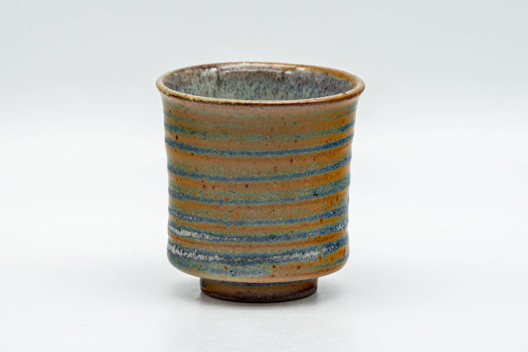 Japanese Teacup - Green Orange Spiraling Guinomi - 50ml