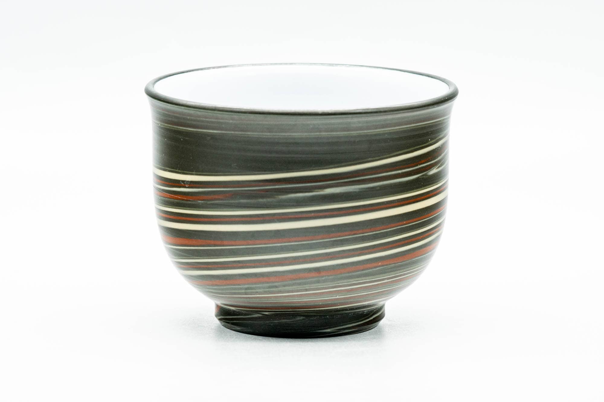 Japanese Teacup - Green Red Yellow Nerikomi White Inner-Glazed Tokoname-yaki Yunomi - 150ml