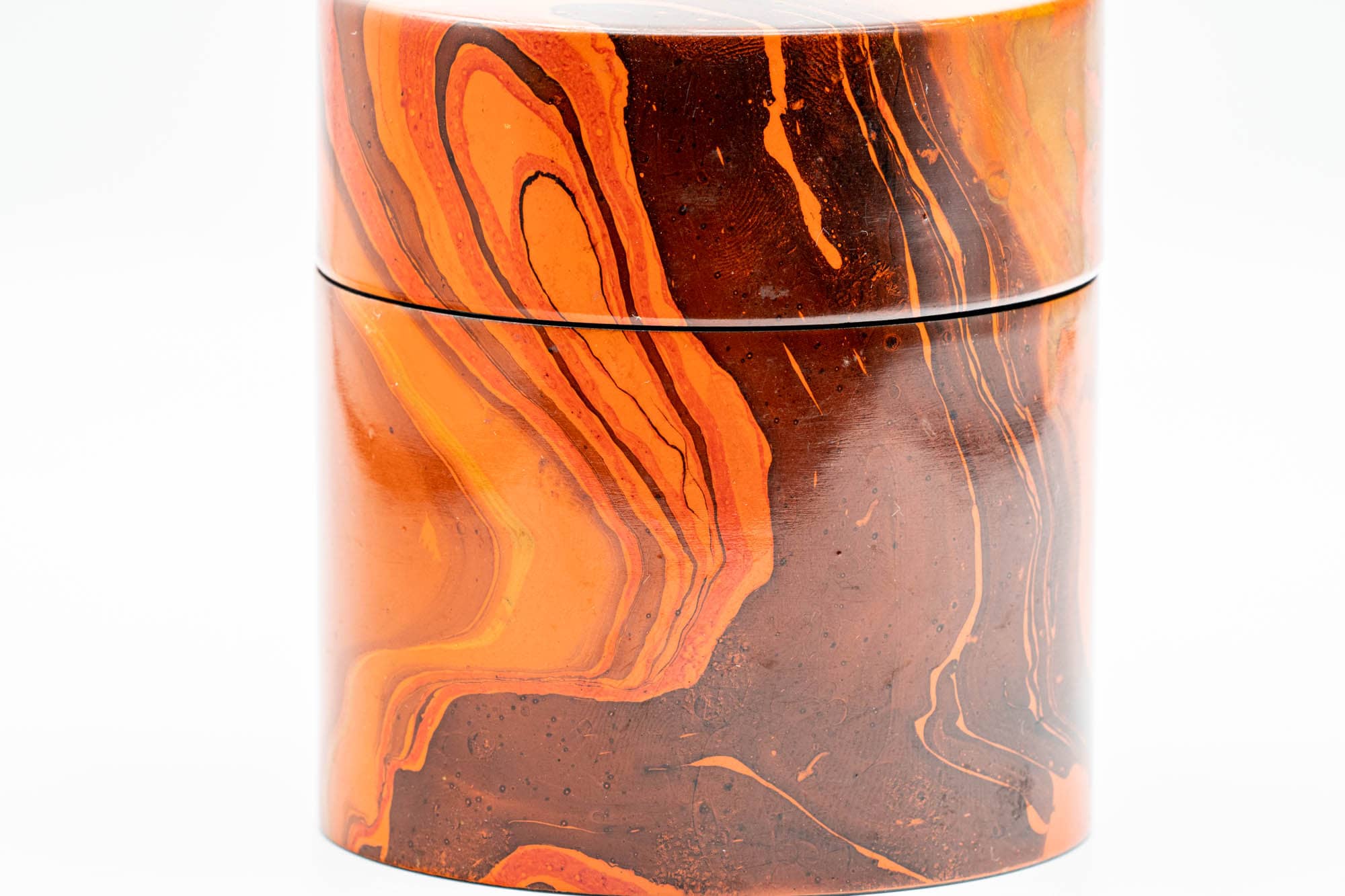 Japanese Chazutsu - Marbled Red Lacquer Tea Canister - 200ml