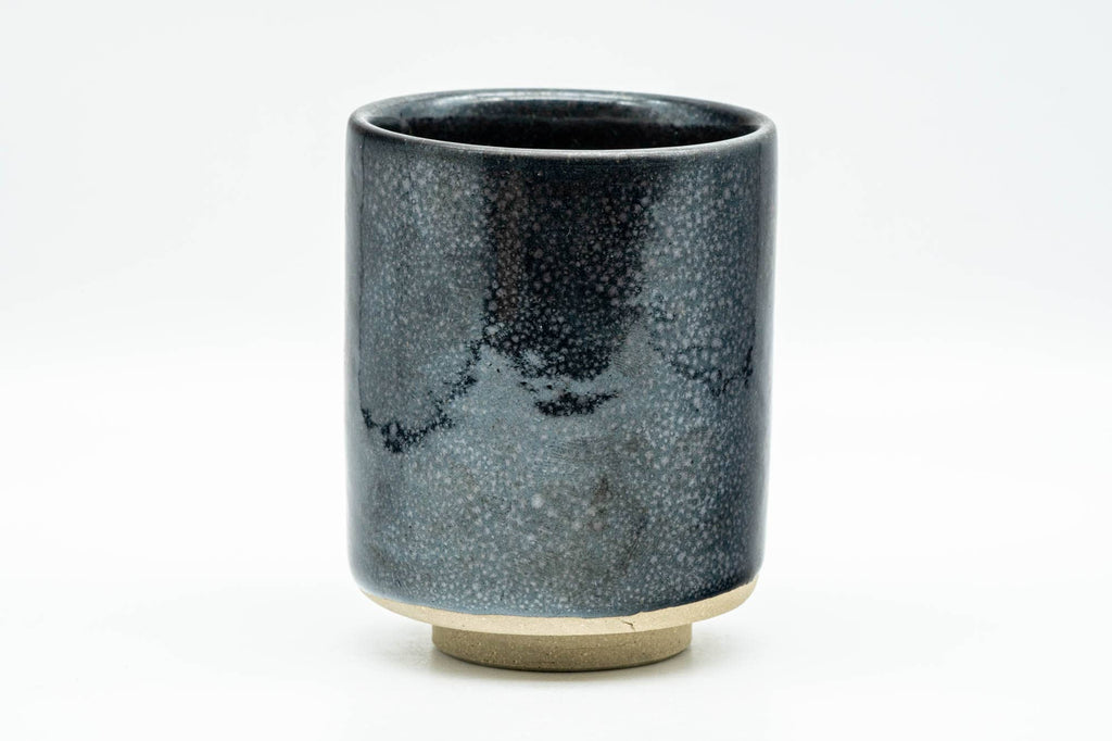 Japanese Teacup - Black Metallic Tenmoku Glazed Tsutsu-gata Yunomi - 200ml