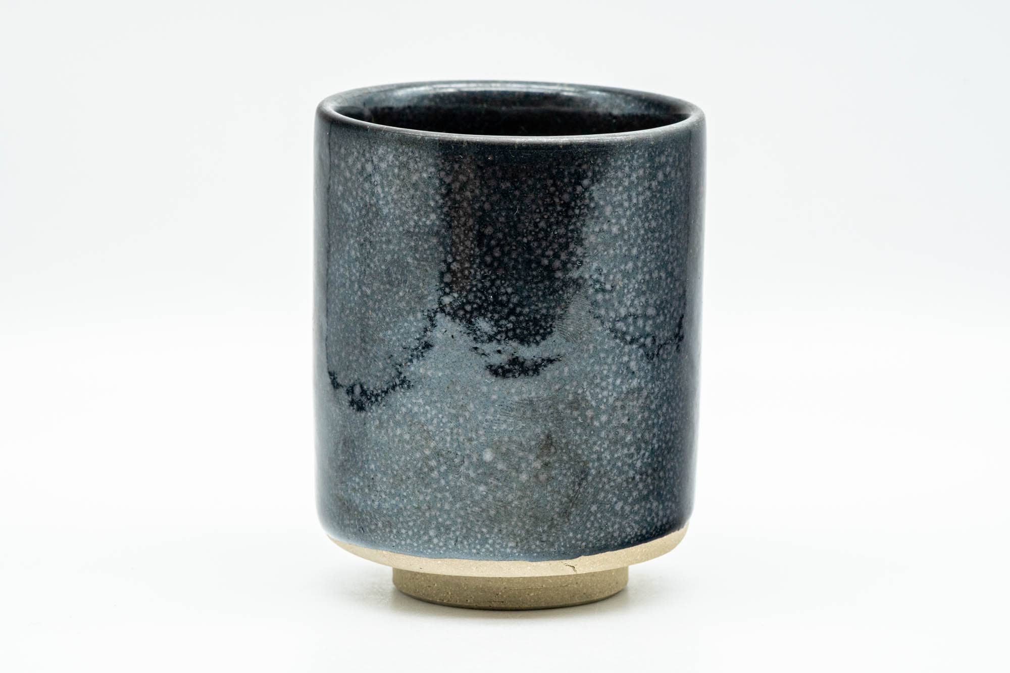 Japanese Teacup - Black Metallic Tenmoku Glazed Tsutsu-gata Yunomi - 200ml