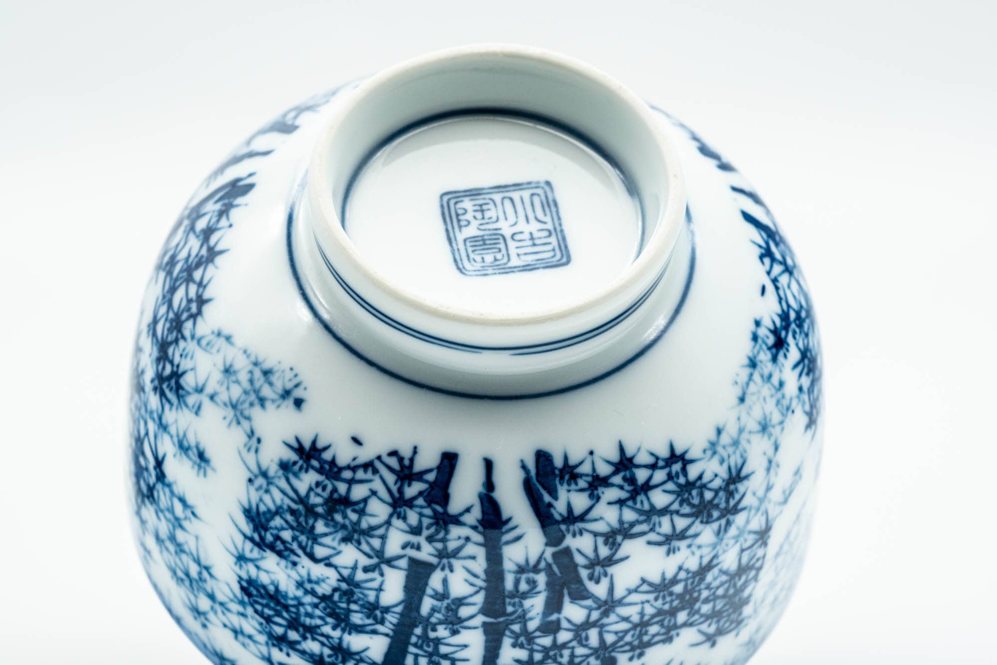 Japanese Teacup - Blue Bamboo Arita-yaki Lidded Yunomi - 140ml