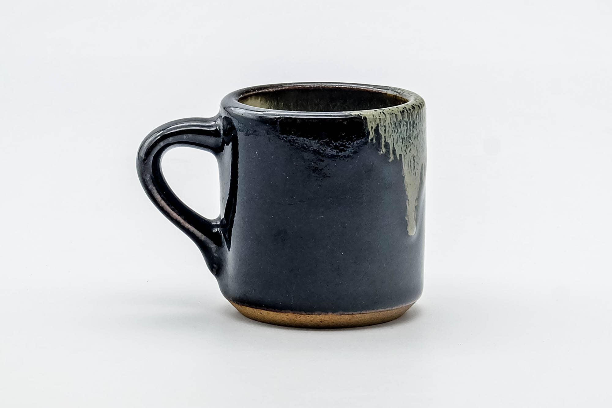 Japanese Teacup - Black Beige Drip-Glazed Ushirode Yunomi - 100ml