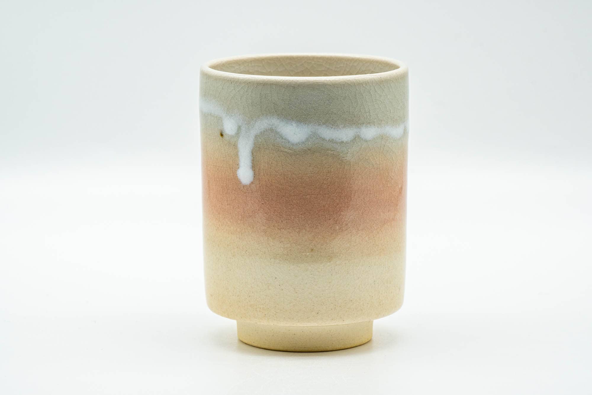 Japanese Teacup - Large Beige Pink and White Drip-Glazed Hagi-yaki Yunomi - 200ml