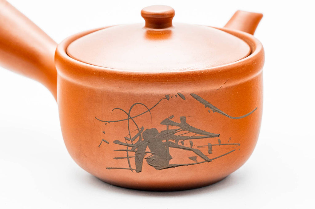 Japanese Kyusu - Mountainous Red Shudei Tokoname-yaki Mesh Teapot - 270ml