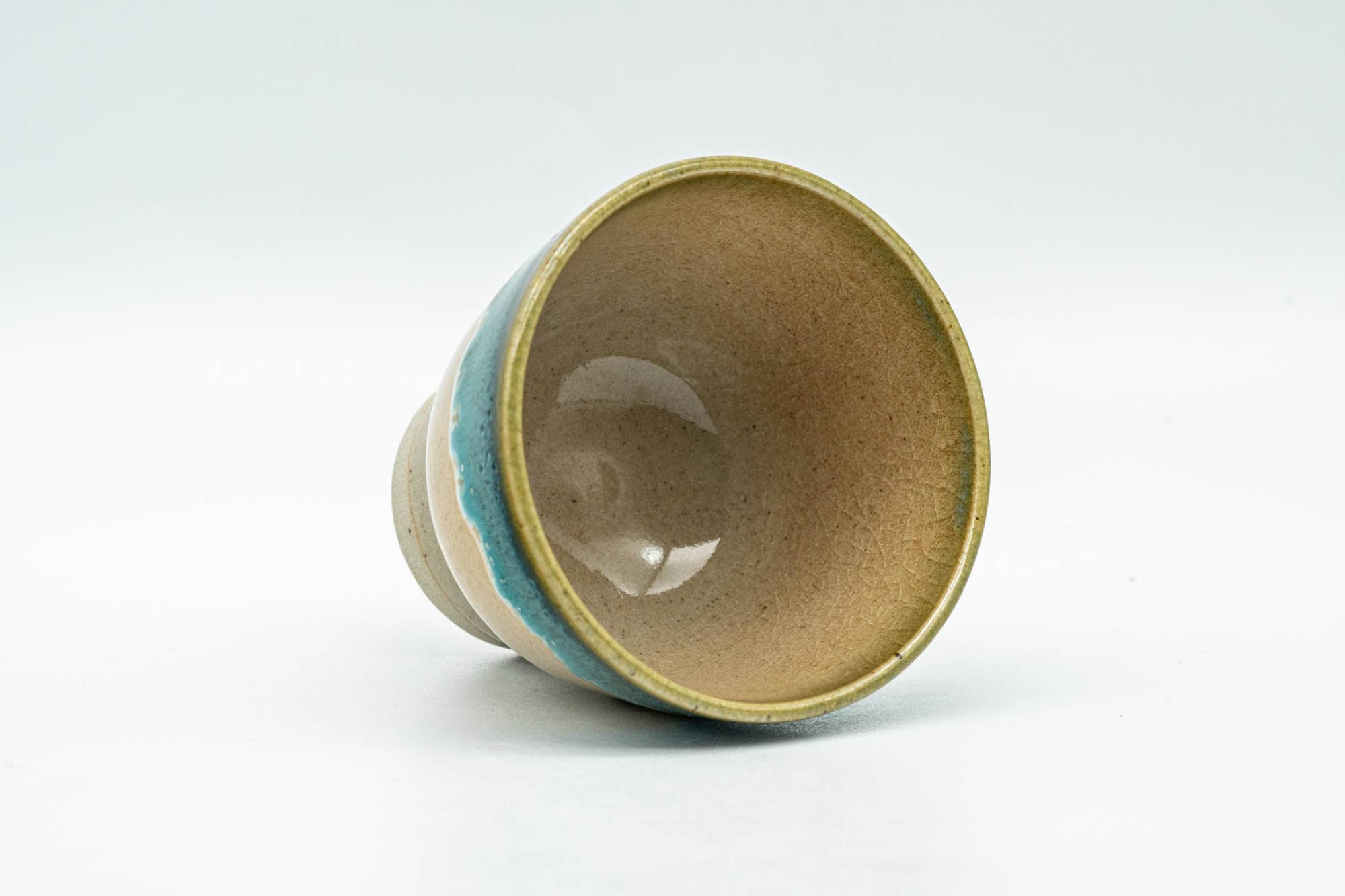 Japanese Teacup - Small Turquoise Drip-Glazed Agano-yaki Guinomi - 40ml