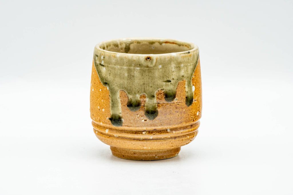 Japanese Teacup - Orange Green Drip-Glazed Shigaraki-yaki Yunomi - 120ml