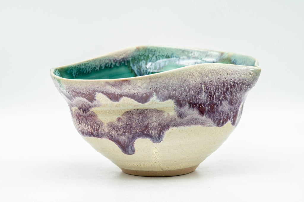 Japanese Katakuchi - Green Purple Hare's Fur Glazed Pouring Bowl - 250ml