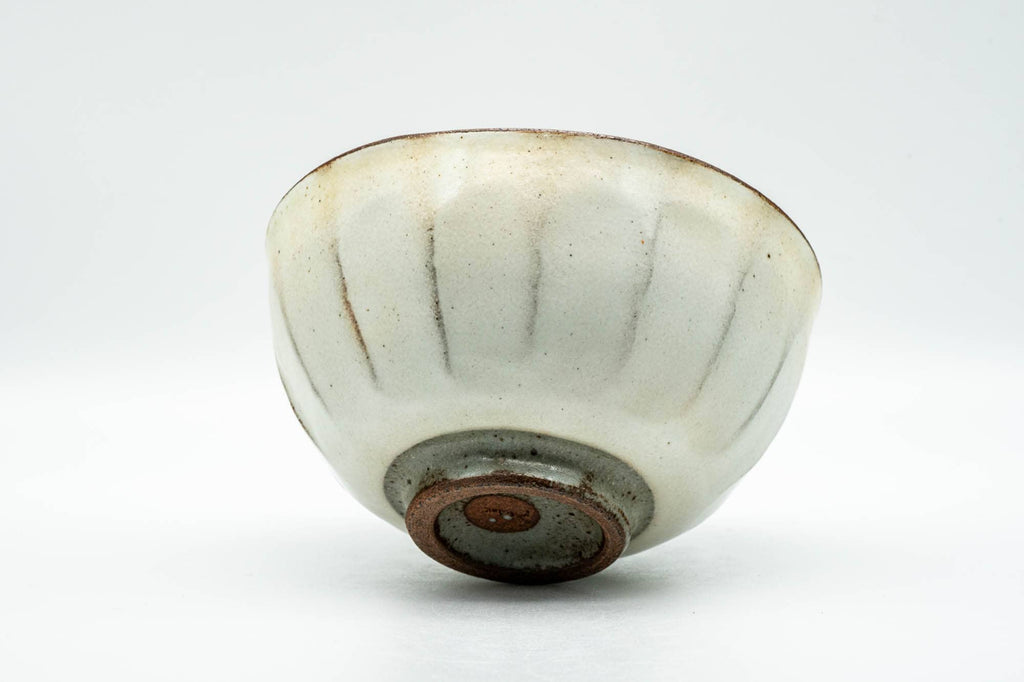 Japanese Matcha Bowl - Milky White Glazed Faceted Chawan - 250ml