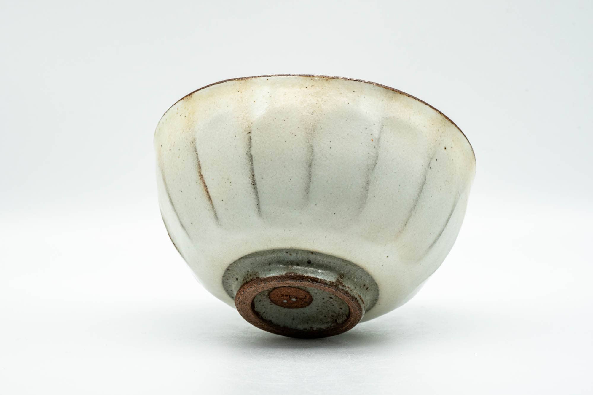 Japanese Matcha Bowl - Milky White Glazed Faceted Chawan - 250ml