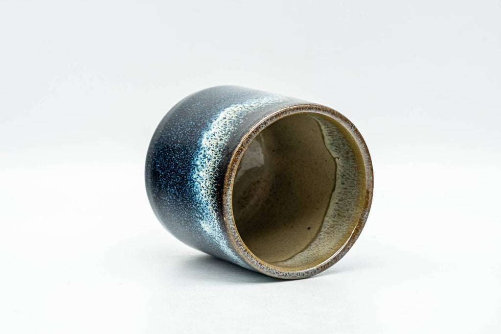 Japanese Teacup - Black and Blue Glazed Tsutsu-gata Yunomi - 140ml