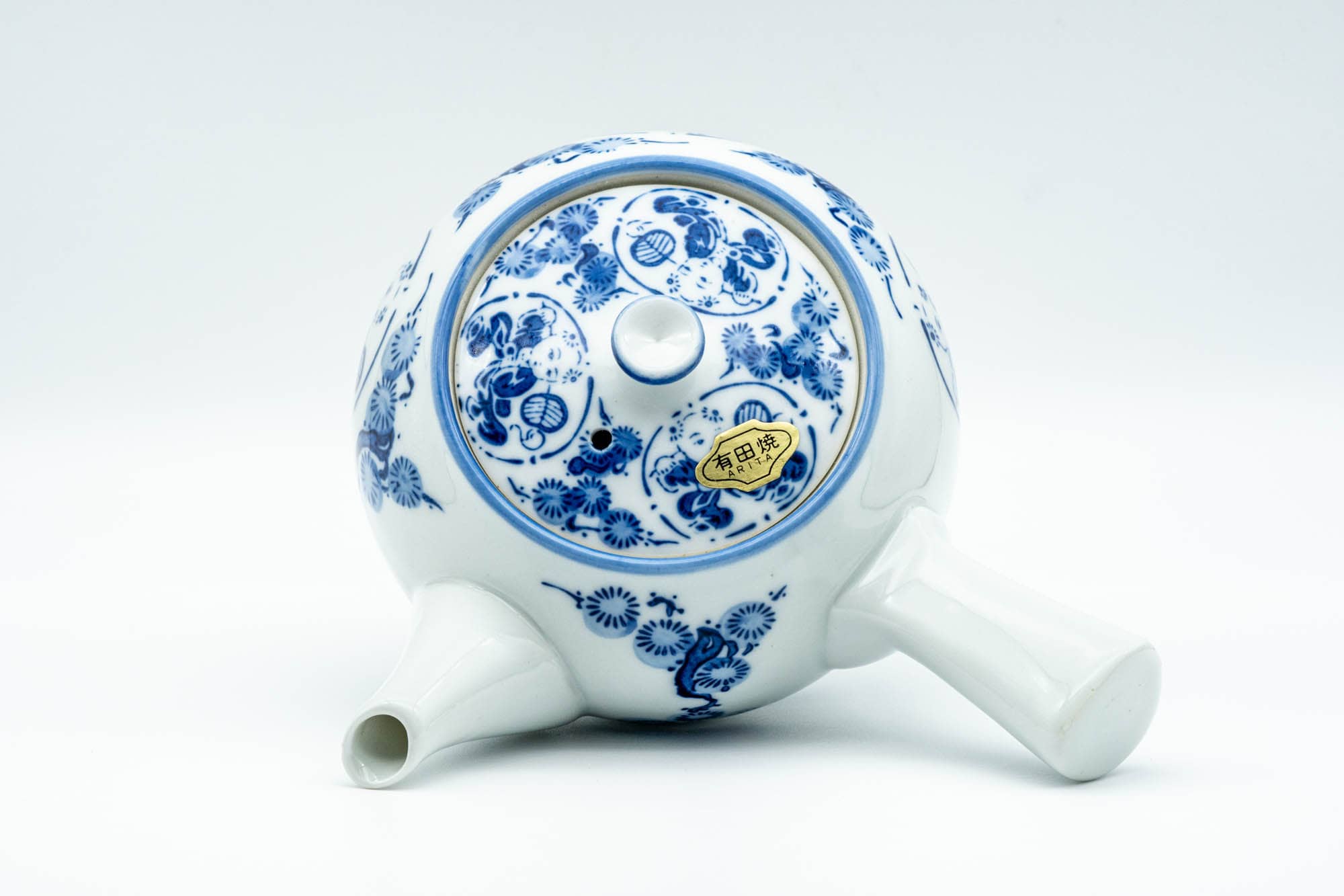 Japanese Kyusu - Flowers and Villagers Porcelain Arita-yaki Debeso Teapot - 300ml