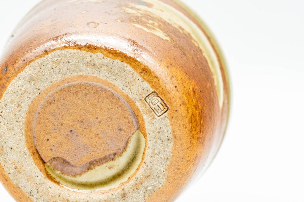 Japanese Teacup - Orange Green Glazed Guinomi - 35ml