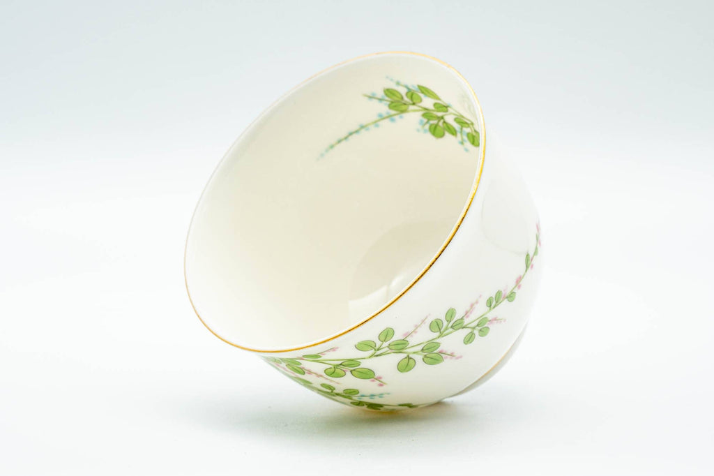 Japanese Teacups - Set of 5 Floral Lightweight Porcelain Yunomi - 125ml