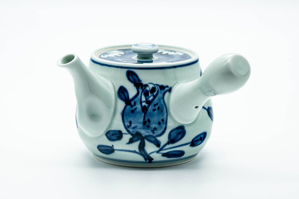 Japanese Kyusu - Blue Floral Arita-yaki Ceramic Filter Teapot - 400ml