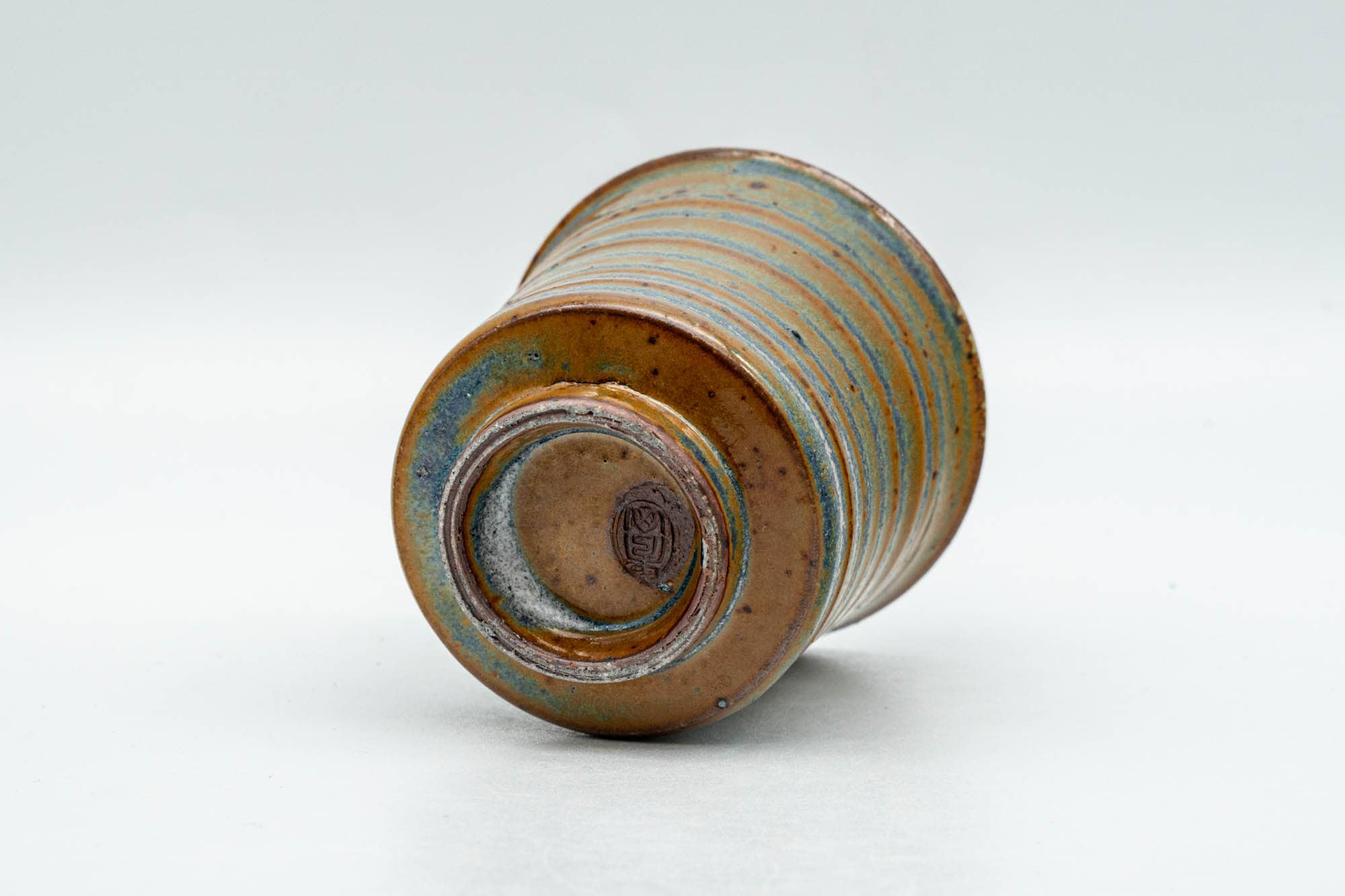 Japanese Teacup - Green Orange Spiraling Guinomi - 50ml