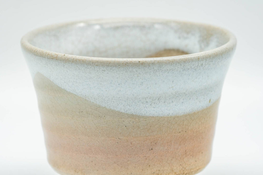 Japanese Teacups - Pair of Beige White Asagao-gata Hagi-yaki Yunomi - 100ml