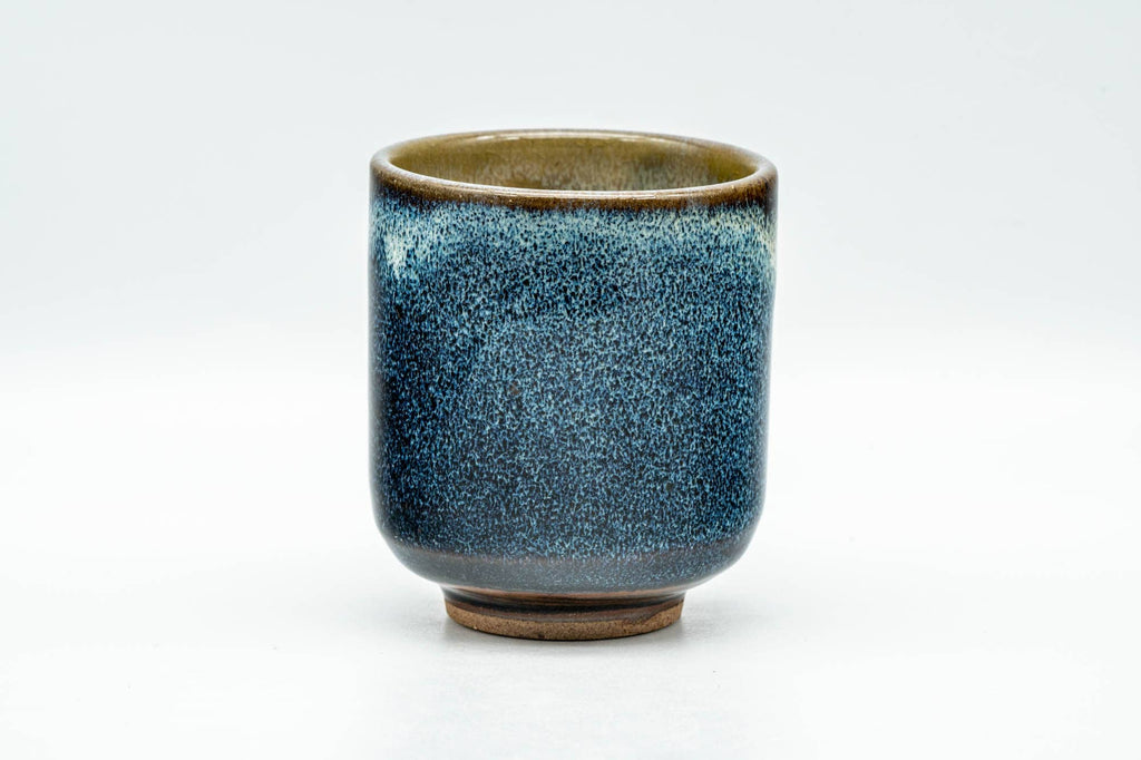 Japanese Teacup - Black and Blue Glazed Tsutsu-gata Yunomi - 140ml
