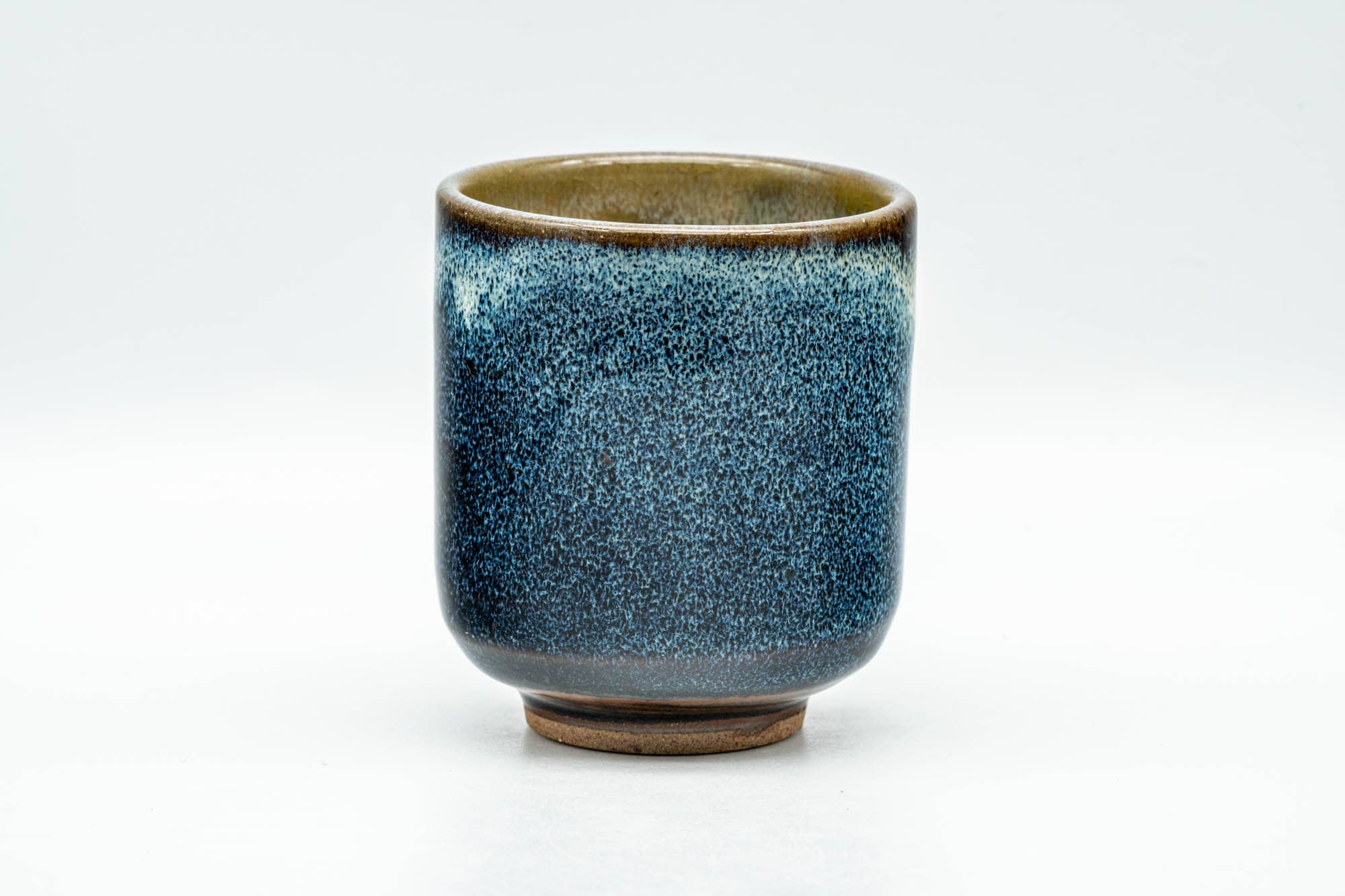 Japanese Teacup - Black and Blue Glazed Tsutsu-gata Yunomi - 140ml