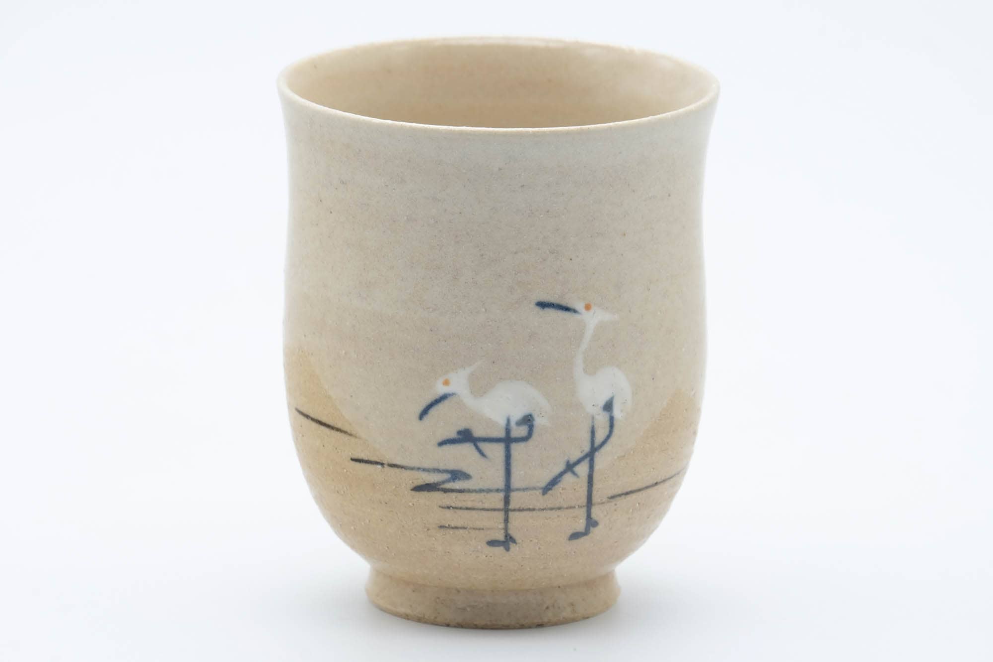 Japanese Teacup - Beige Glazed Egrets Tulip Yunomi - 130ml