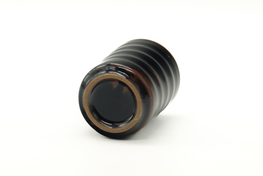 Japanese Teacup - Simple Spiraling Black Yunomi - 110ml