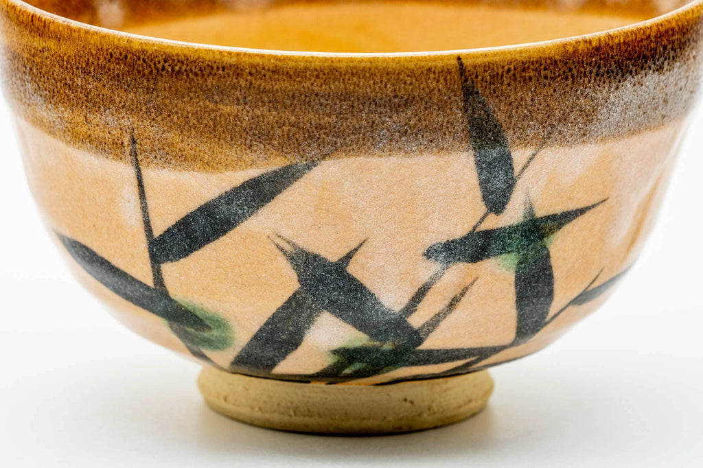 Japanese Matcha Bowl - Long Grass Peach Glazed Karatsu-yaki Chawan - 300ml