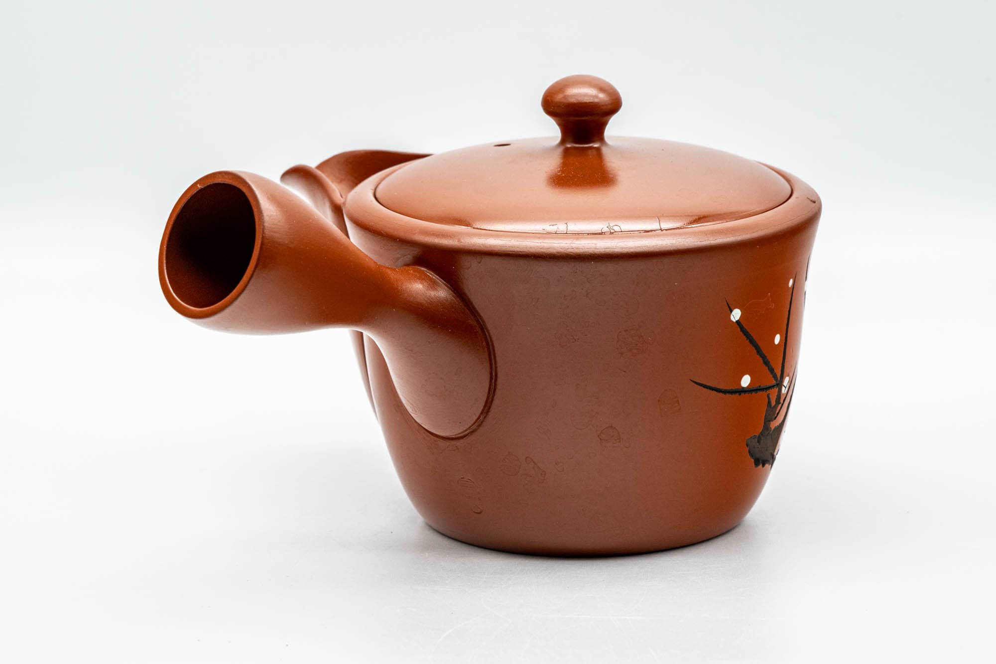 Japanese Kyusu - Plum Blossom Engraved Tokoname-yaki Mesh Teapot - 300ml