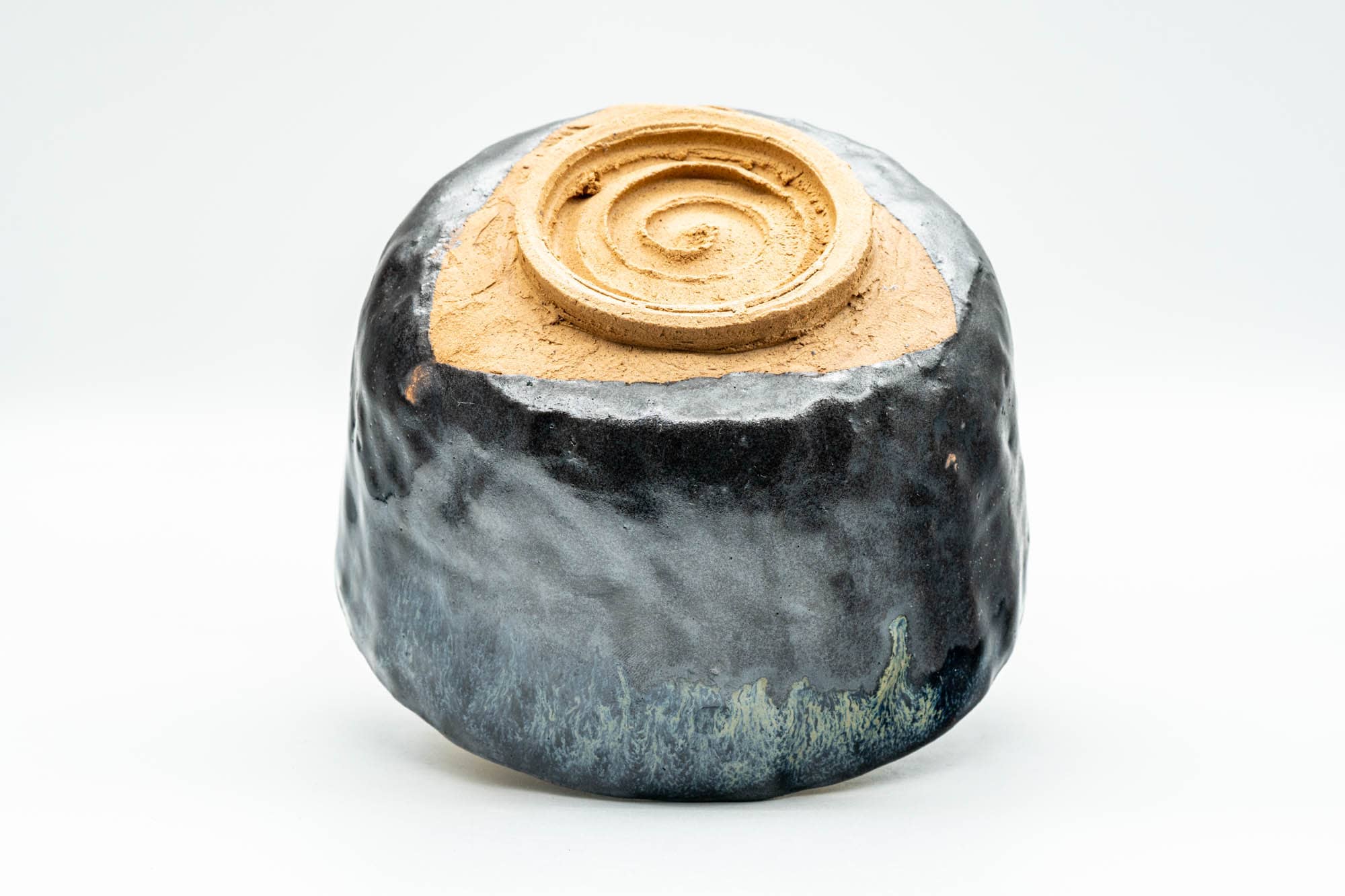 Japanese Matcha Bowl - Blue Hare's Fur Black Drip-Glazed Wabi-Sabi Chawan - 500ml