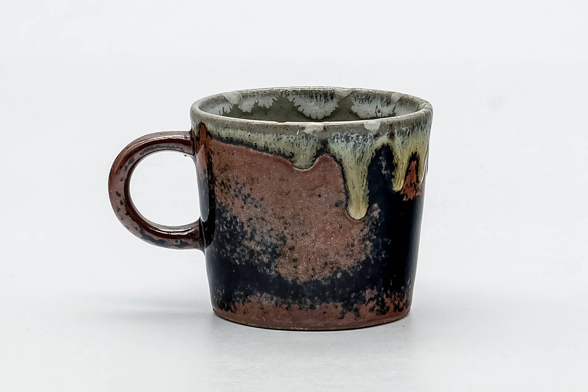 Japanese Teacup - Black Brown Beige Drip-Glazed Ushirdoe Yunomi - 100ml