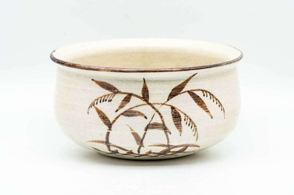 Japanese Kensui - Small Long Grass White Glazed Water Bowl - 300ml