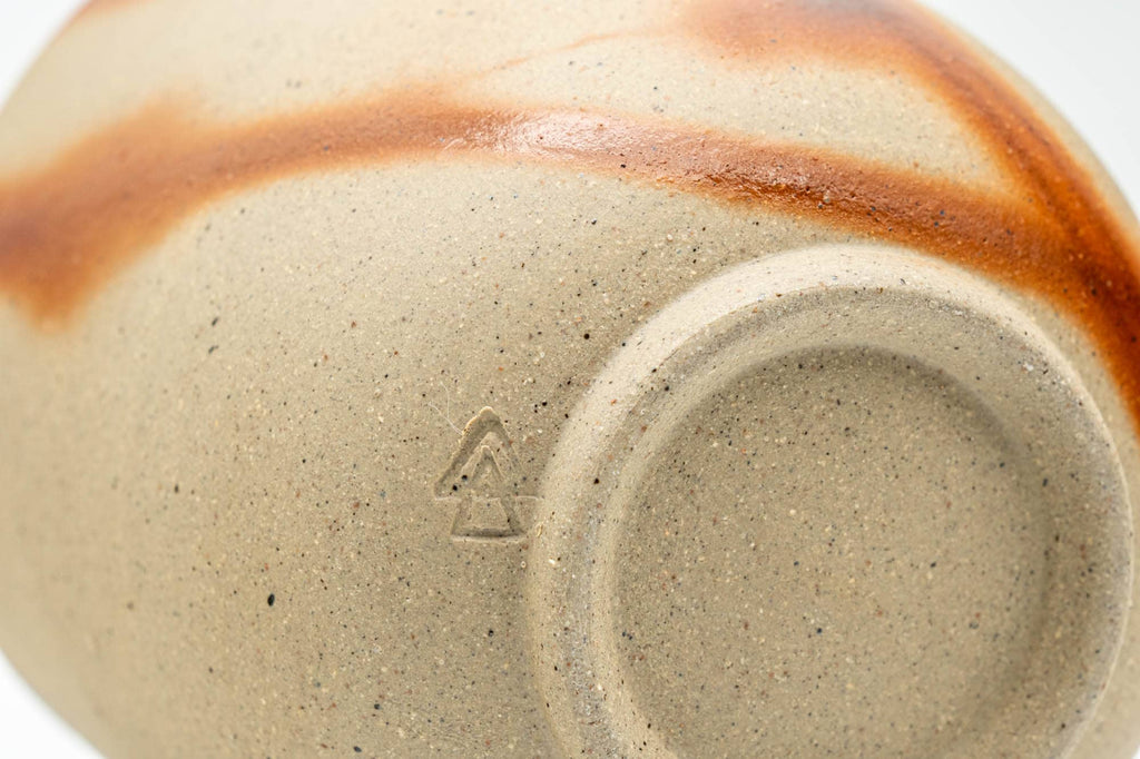Japanese Teacup - 緋襷 Beige Orange Hidasuki Striped Bizen-yaki Yunomi - 200ml