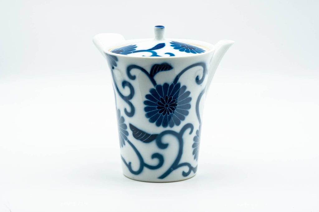Japanese Kyusu - Blue Floral Arita-yaki Porcelain Debeso Teapot - 300ml