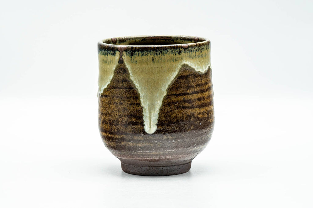 Japanese Teacup - Large Brown Beige Drip-Glazed Yunomi - 240ml