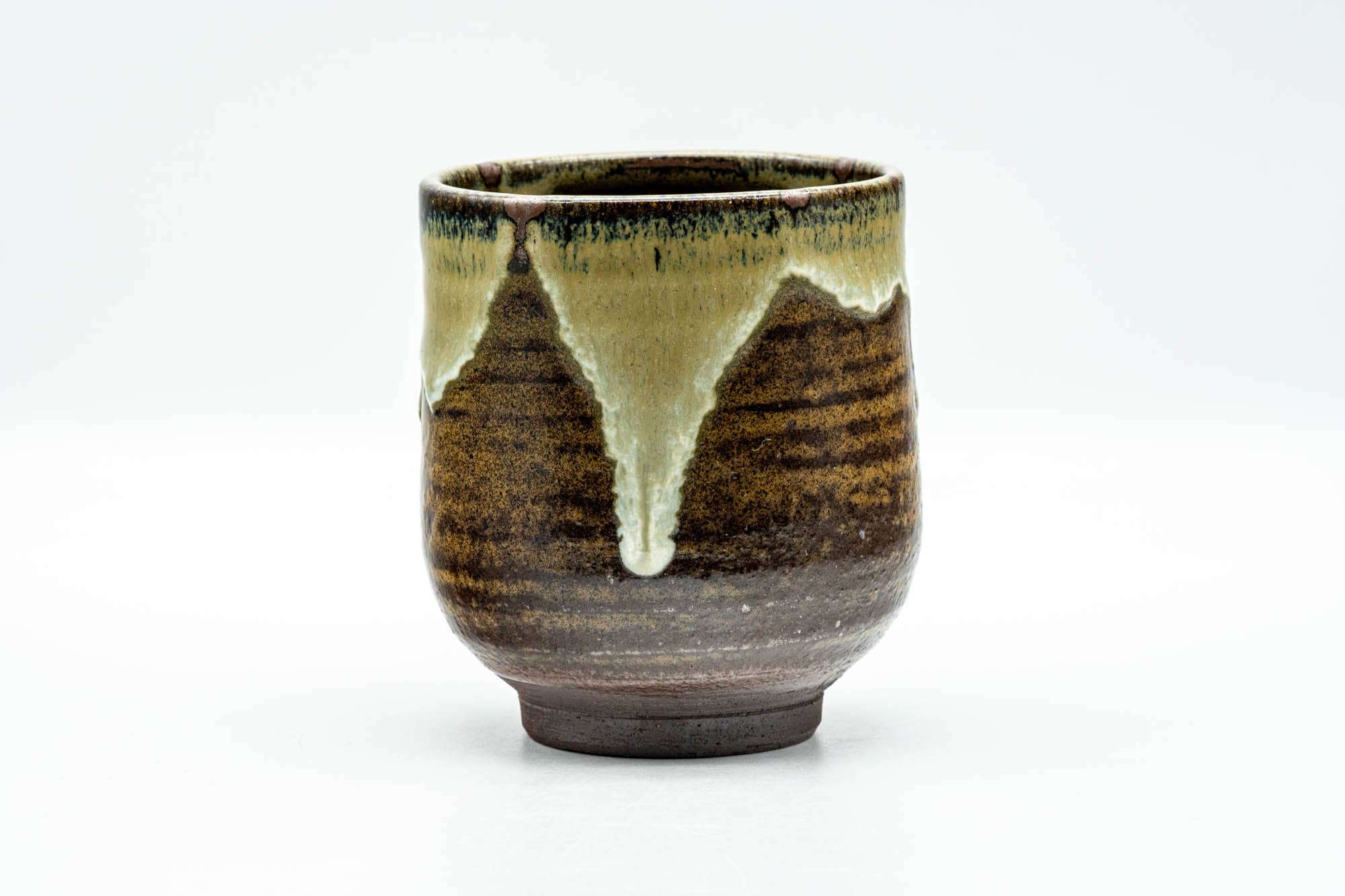 Japanese Teacup - Large Brown Beige Drip-Glazed Yunomi - 240ml