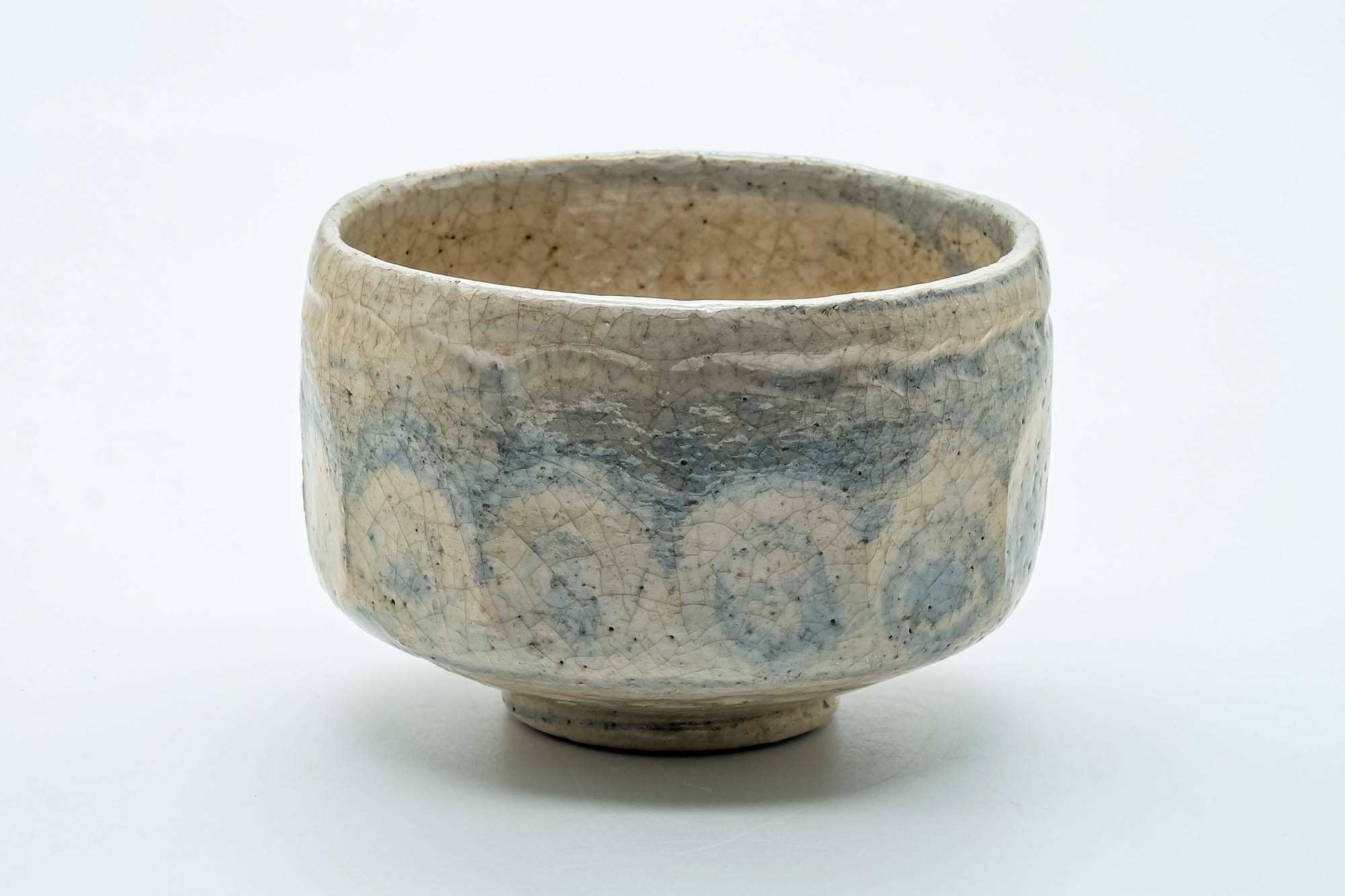 Japanese Matcha Bowl - 楽入窯 Rakunyu Kiln - Faceted Nerikomi Raku-yaki Chawan - 400ml