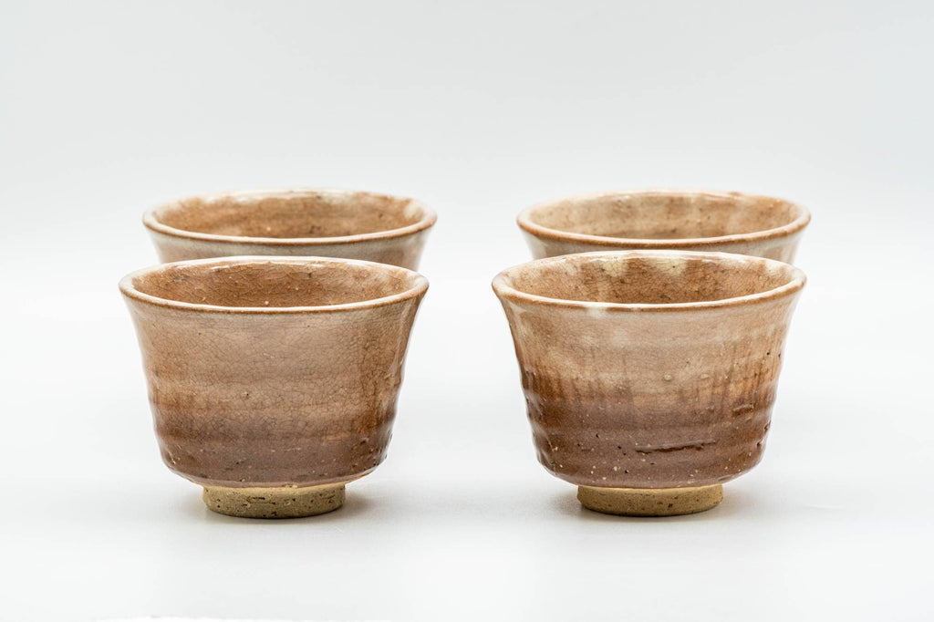 Japanese Teacups - Set of 4 Milky Beige Hagi-yaki Yunomi - 100ml
