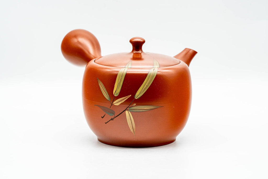 Japanese Kyusu - Large Red Shudei Tokoname-yaki Mesh Teapot - 400ml