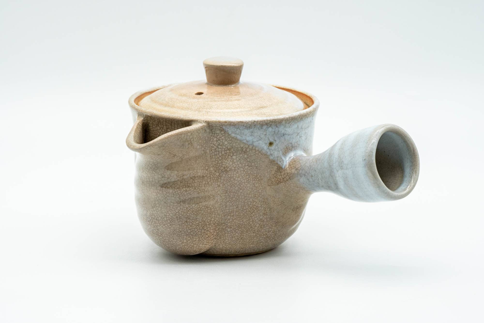 Japanese Kyusu - Beige White Glazed Hagi-yaki Do-ake Teapot - 250ml