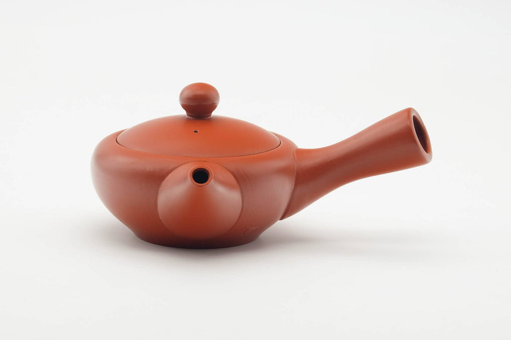 Japanese Kyusu - Smooth Red Shudei Tokoname-yaki Debeso Teapot - 150ml