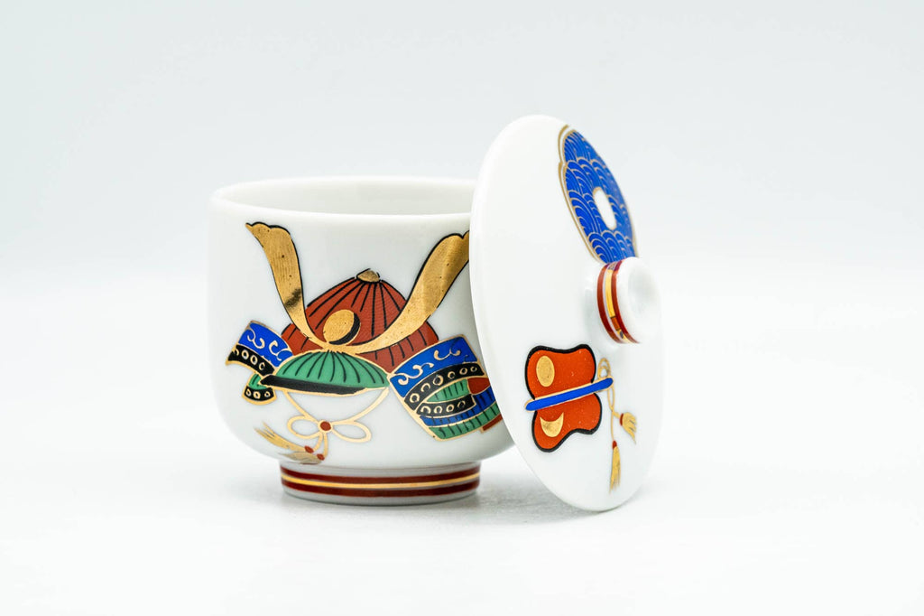 Japanese Teacup - Small Colourful Geometric Arita-yaki Lidded Yunomi - 60ml