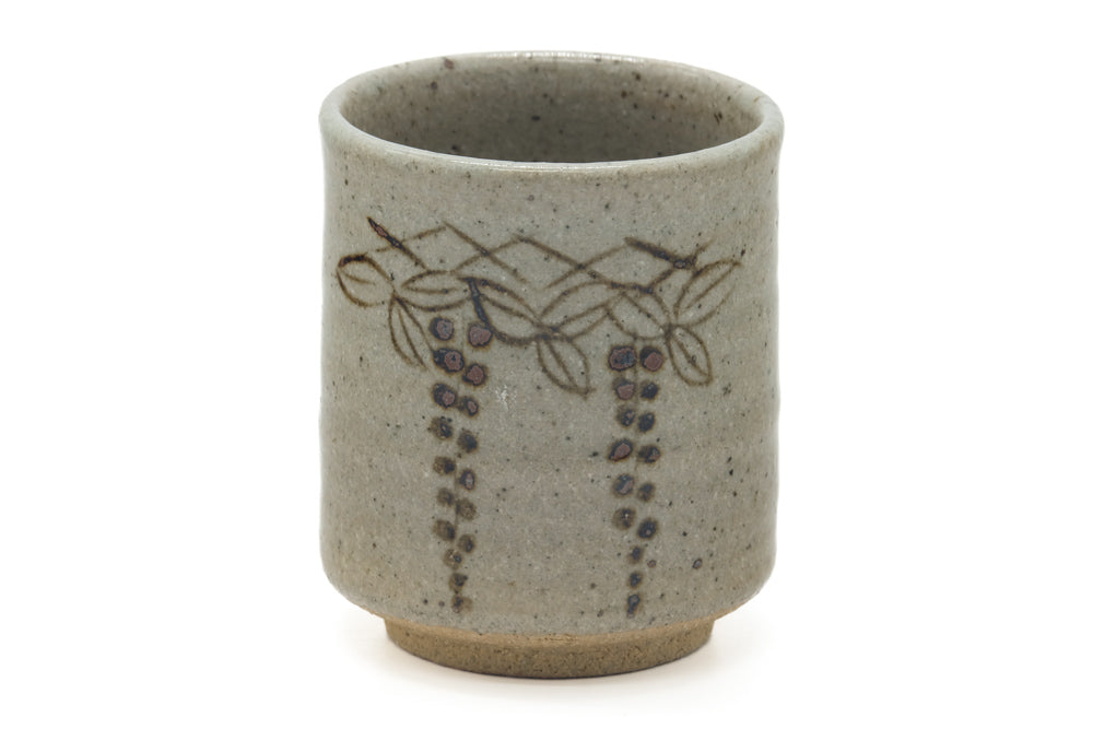 Japanese Teacup - Grey Grapevine Yunomi - 185ml