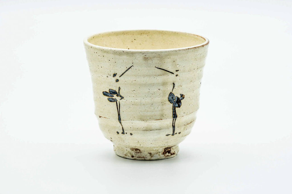Japanese Teacup - Large Egrets Milky Glazed Yunomi - 300ml