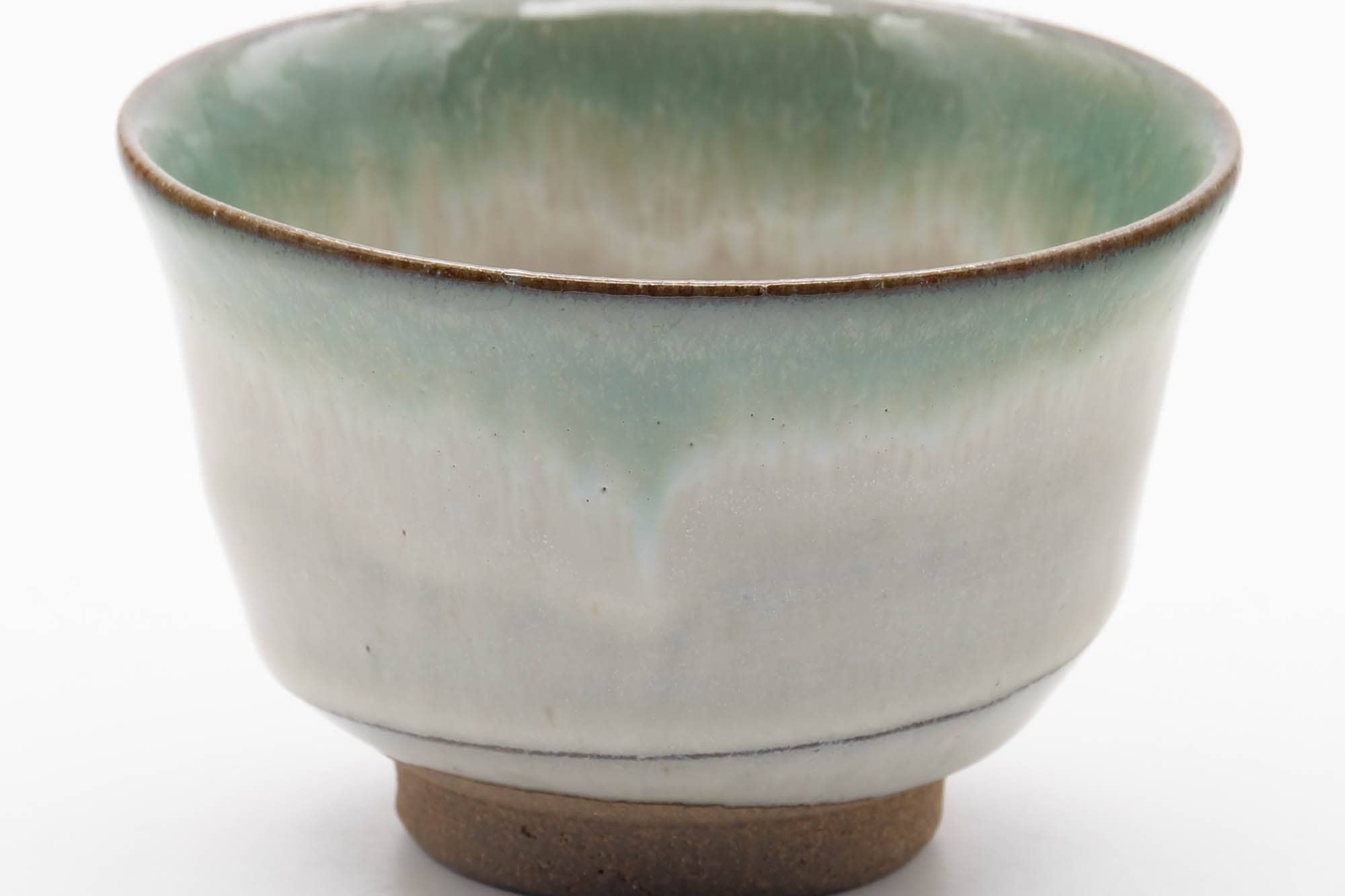 Japanese Teacup - Green White Drip-Glazed Agano-yaki Yunomi - 150ml